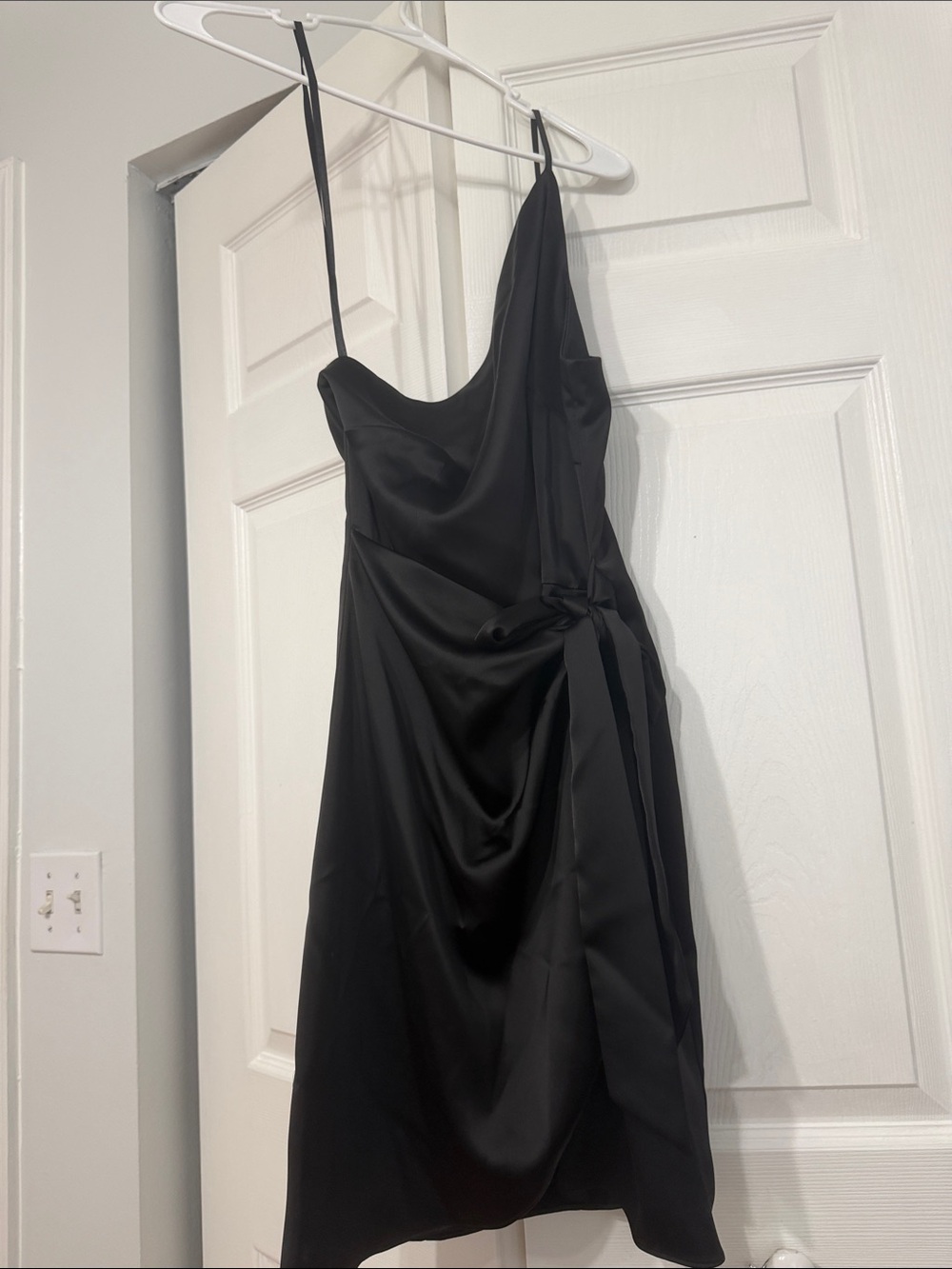 Gianni Bini Black Satin Mini Dress with Side Tie